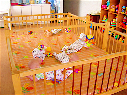 The playroom at the orphanage. There were 9 babies all about 9-12 months old.