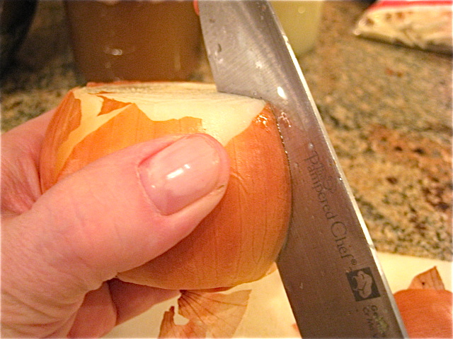 Slice into onion