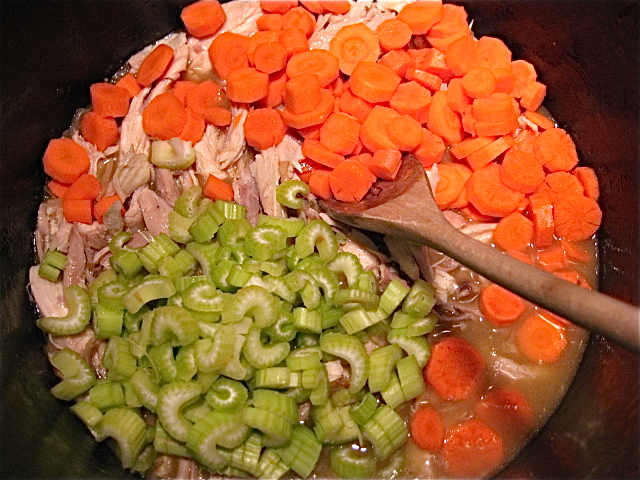 Adding carrots and celery to soup