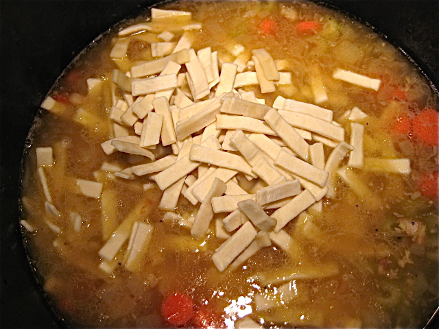 noodles into soup